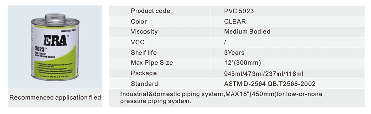 Clear UPVC / PVC 5023 Pipe Cement Plastic Piping System