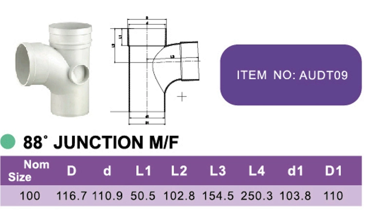 Era UPVC Dwv AS/NZS1260 Fittings 88. Junction M/F PVC Pipe Connector