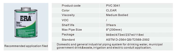 PVC 3041 and CPVC Pipe Glue for Water Treatment