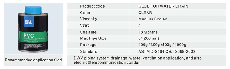 PVC Dwv Grade Glue for Pipes and Fitting for Water Drain