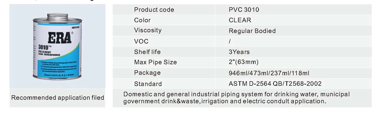 Clear Solvent Cement for PVC / CPVC Piping System for Water Pipe Line PVC Economy Grade